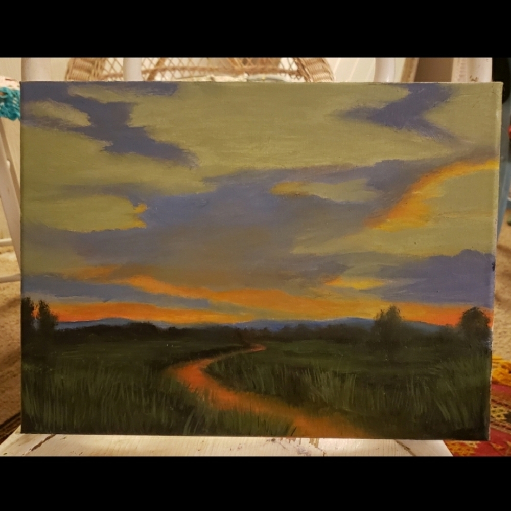 Sunset original oil painting by me(not a print)